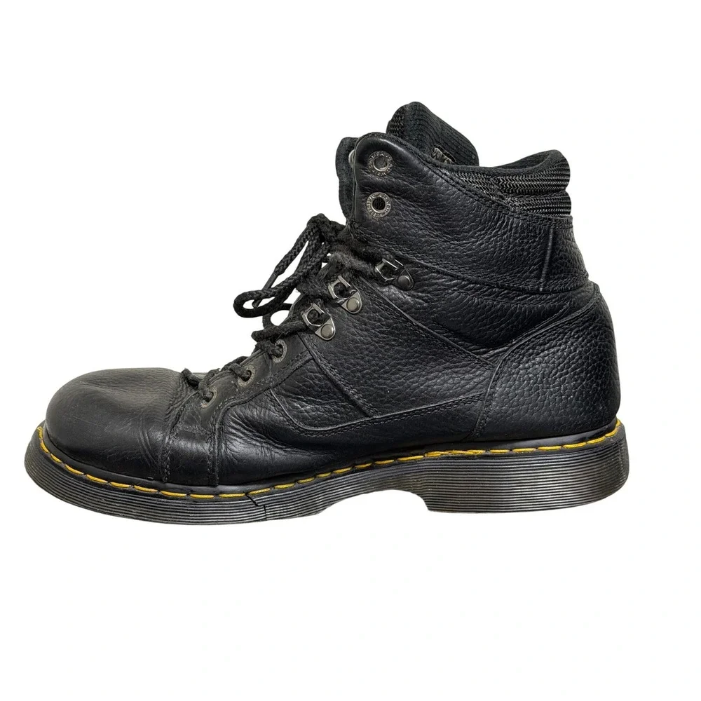 Dr. Martens Industrial Work Boots‎ Men 11 Black Pebbled Leather Lace Up Rugged
